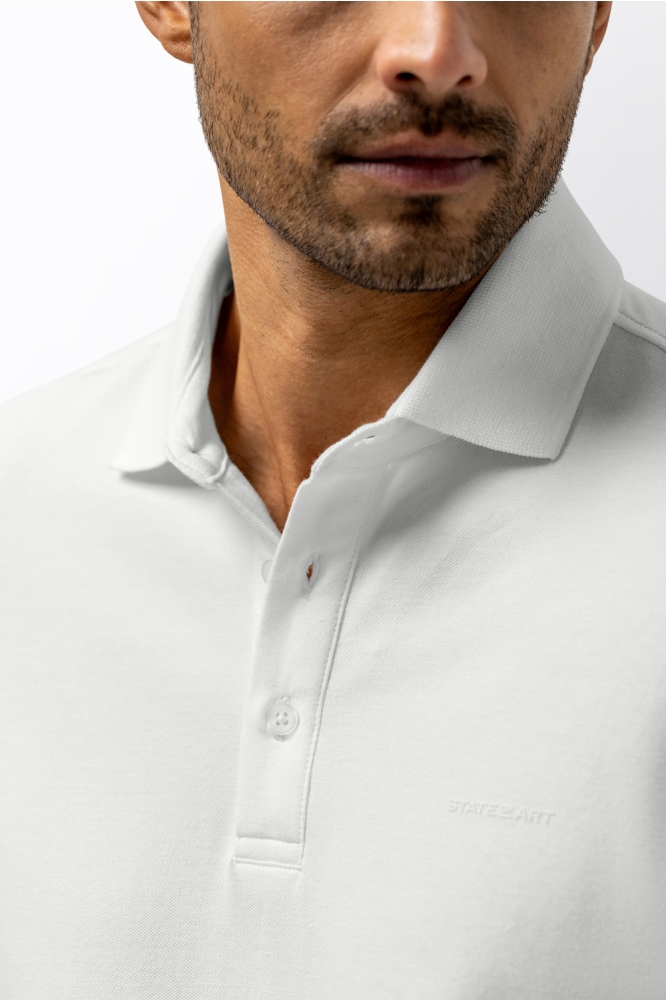 State of Art witte heren polo | Close up