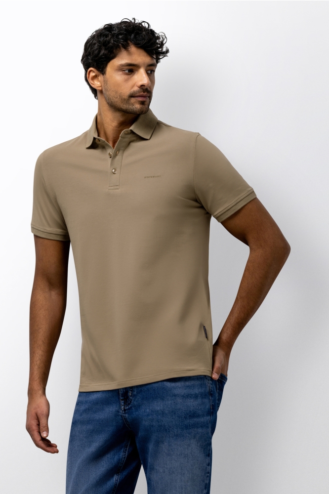 State of Art taupe heren polo | Model vooraanzicht