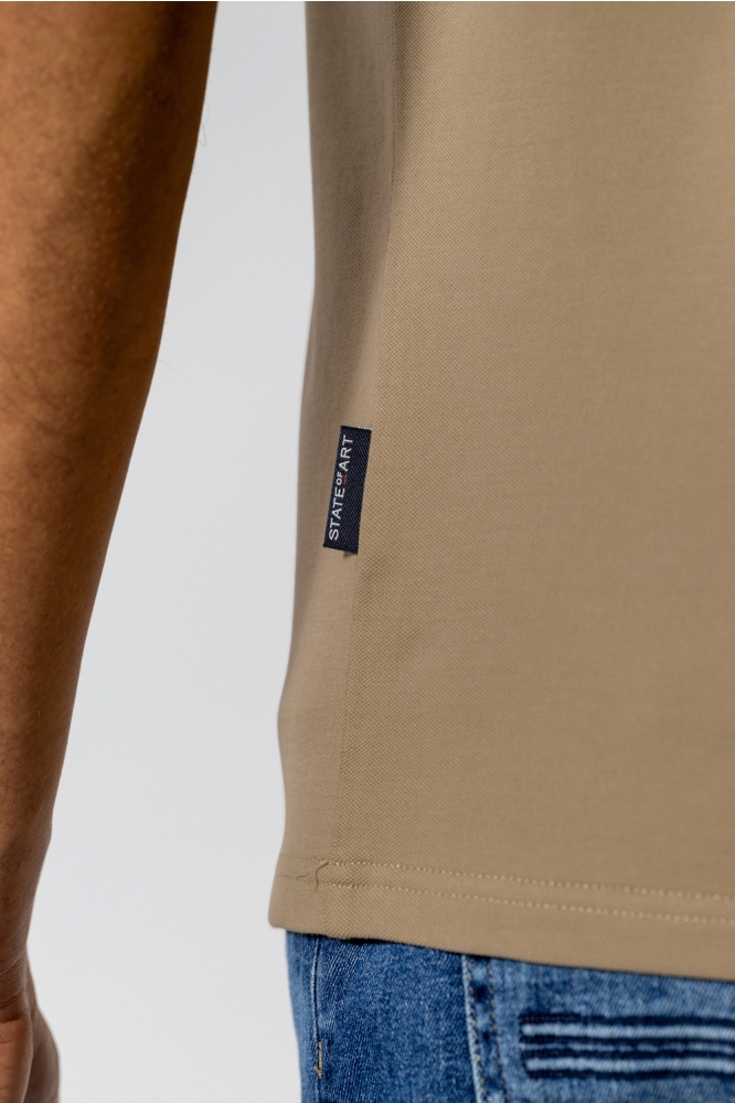State of Art taupe heren polo | Kleurstaal