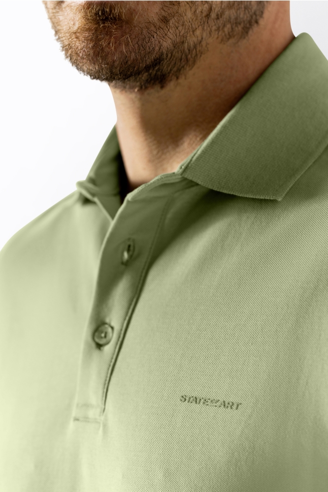 State of Art groene heren polo | Close up