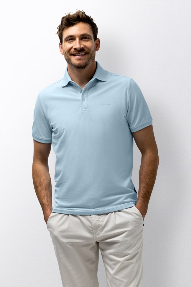State of Art blauwe heren polo | Model vooraanzicht