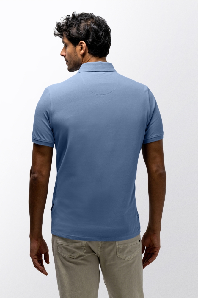 State of Art blauwe heren polo | Model achteraanzicht