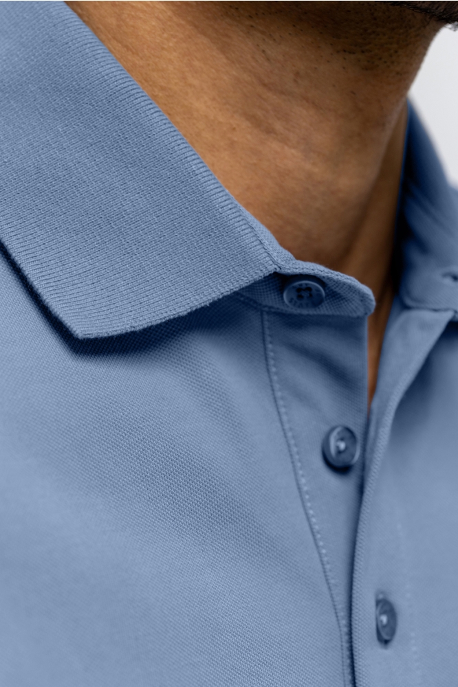 State of Art blauwe heren polo | Close up
