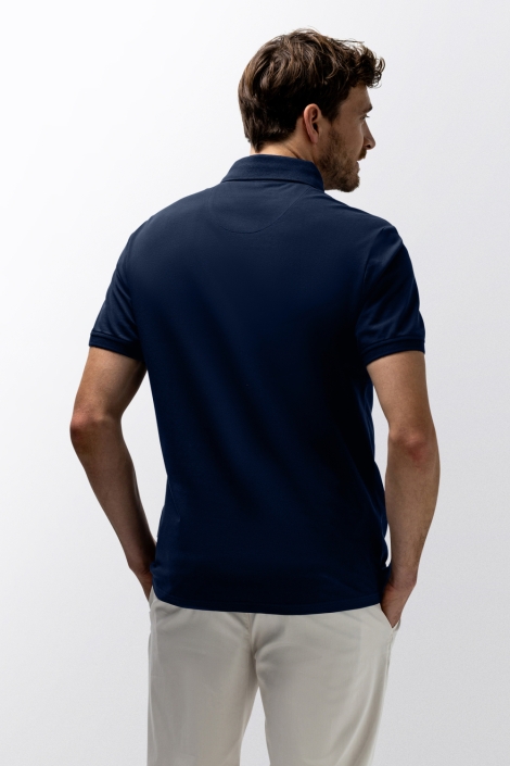 State of Art blauwe heren polo | Model achteraanzicht