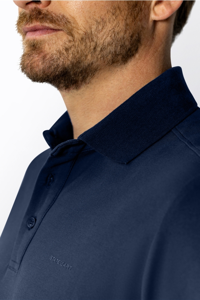 State of Art blauwe heren polo | Close up