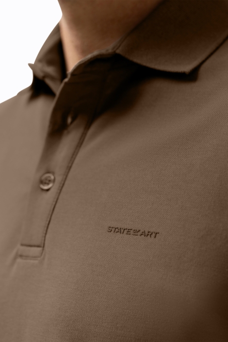 State of Art bruine heren polo | Close up