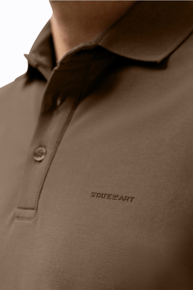State of Art bruine heren polo | Close up