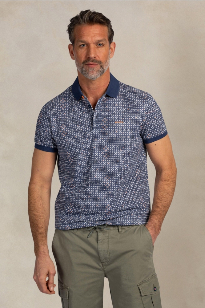 NZA blauwe heren polo | Model vooraanzicht