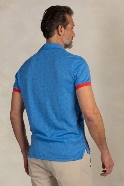 NZA blauwe heren polo | Model achteraanzicht