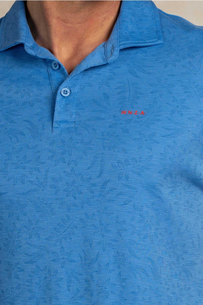 NZA blauwe heren polo | Close up
