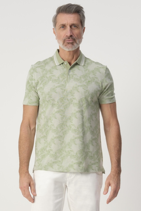 Campbell groene heren polo | Model vooraanzicht