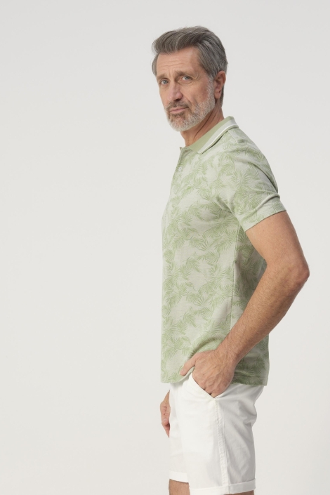 Campbell groene heren polo | Model zijaanzicht