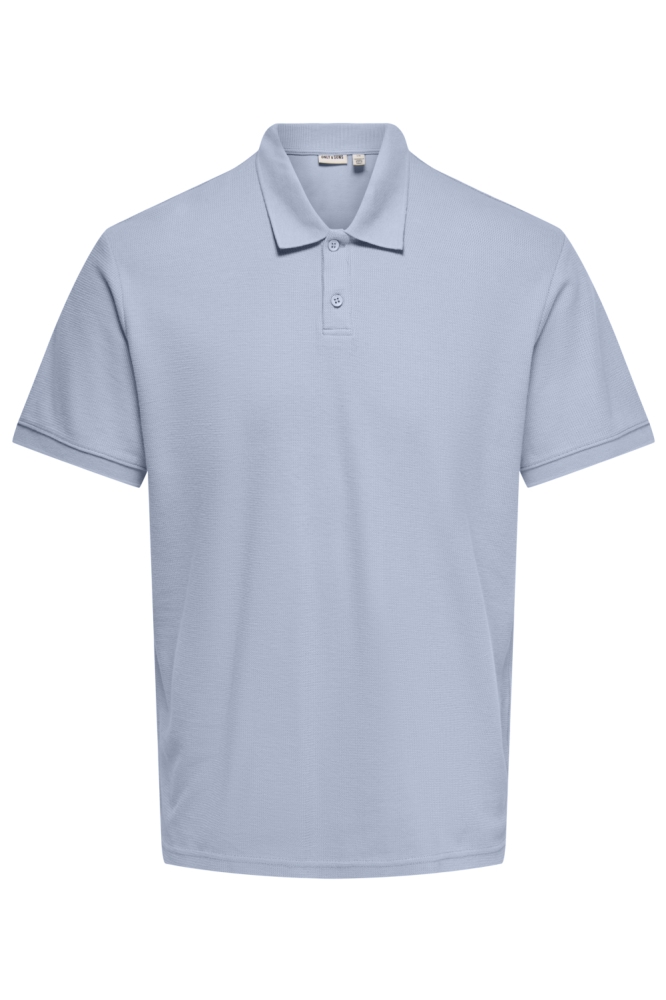Only & Sons blauwe heren polo | Vooraanzicht