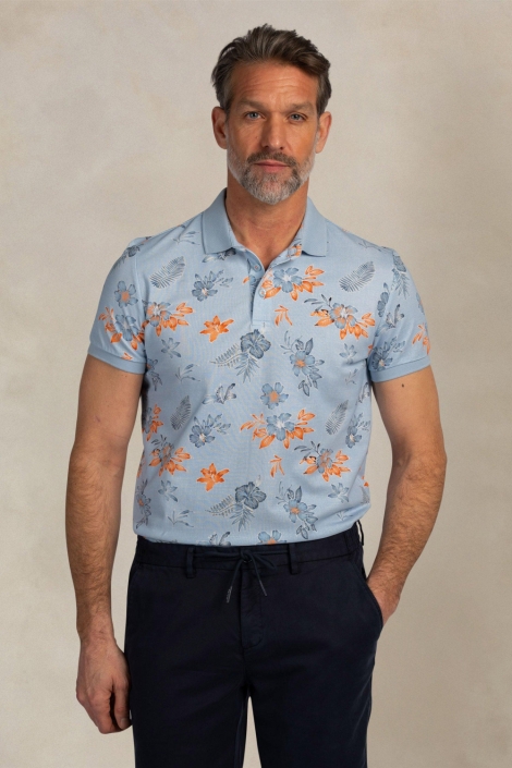 NZA blauwe heren polo | Model vooraanzicht