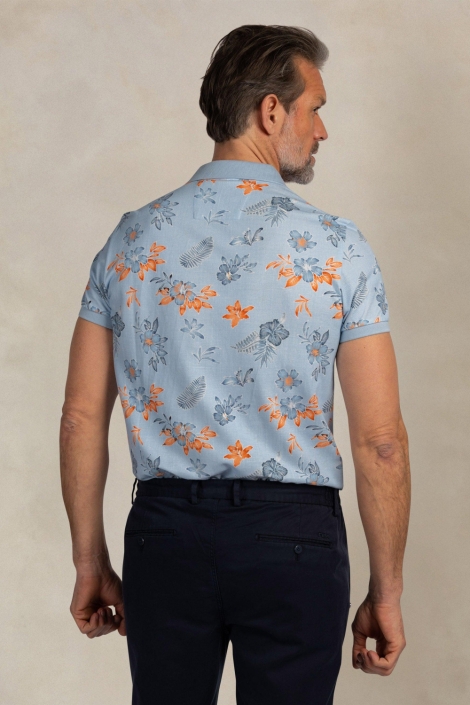 NZA blauwe heren polo | Model achteraanzicht