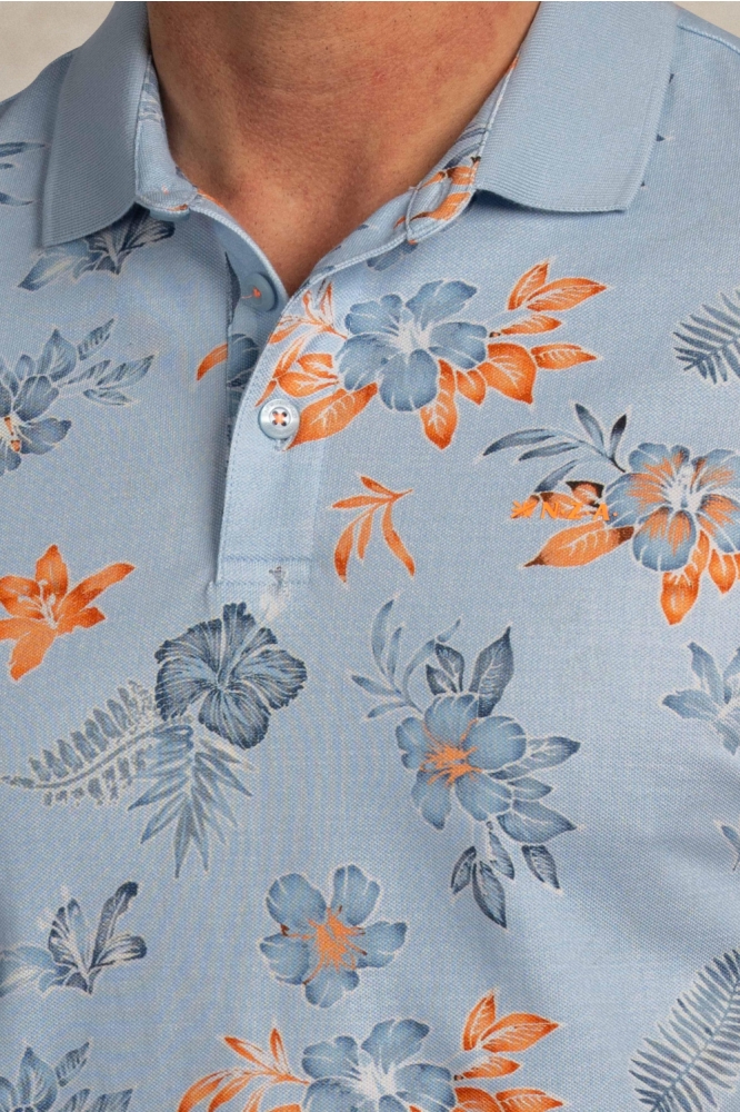 NZA blauwe heren polo | Close up