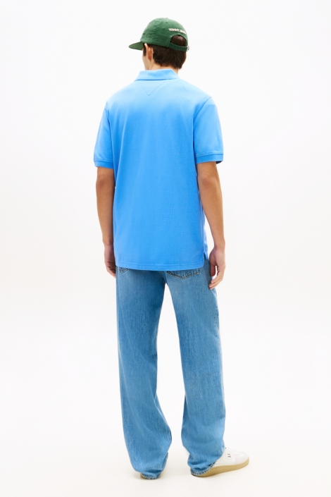 Tommy Jeans blauwe heren polo | Model