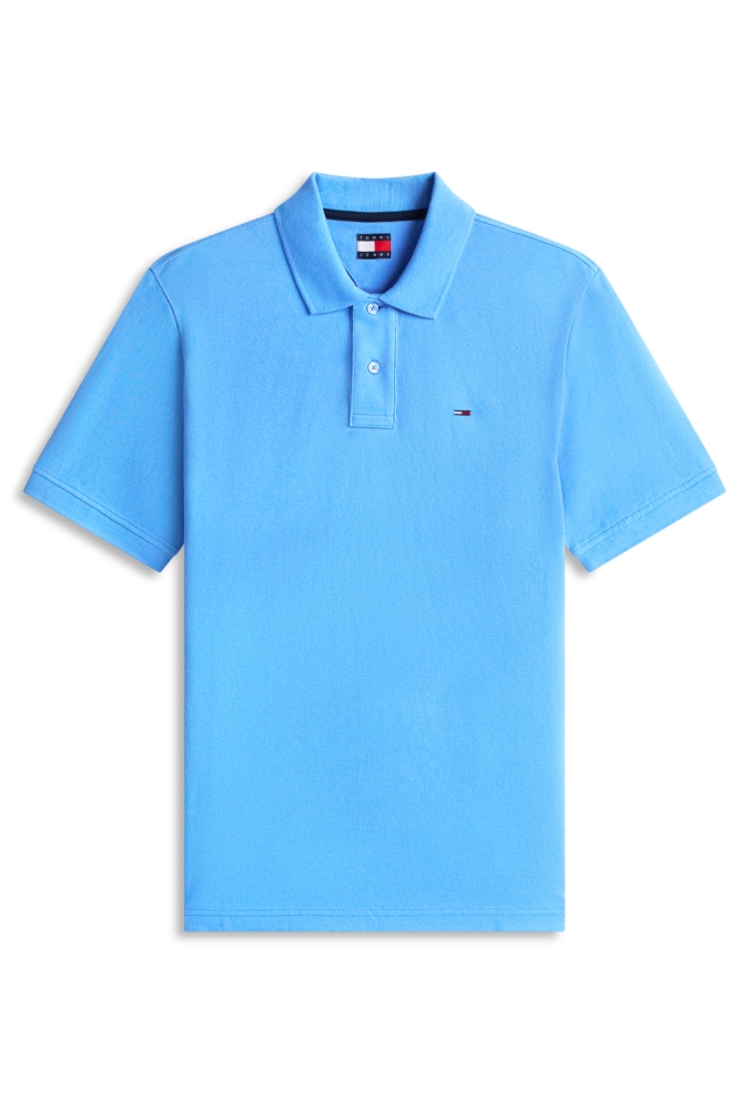 Tommy Jeans blauwe heren polo | Vooraanzicht