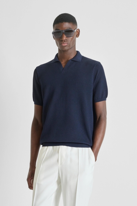 Antony Morato blauwe heren polo | Model vooraanzicht