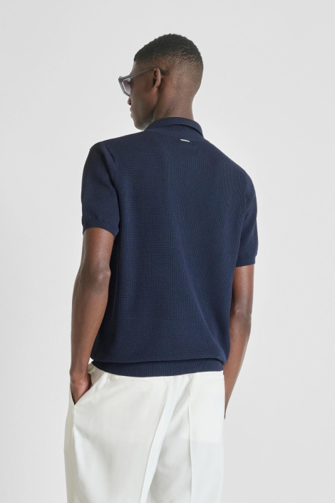 Antony Morato blauwe heren polo | Model achteraanzicht