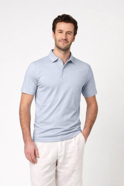 Desoto blauwe heren polo | Model vooraanzicht