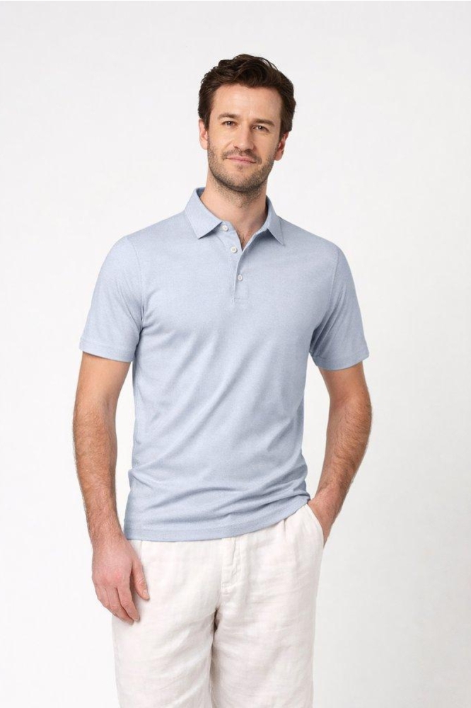 Desoto blauwe heren polo | Model vooraanzicht