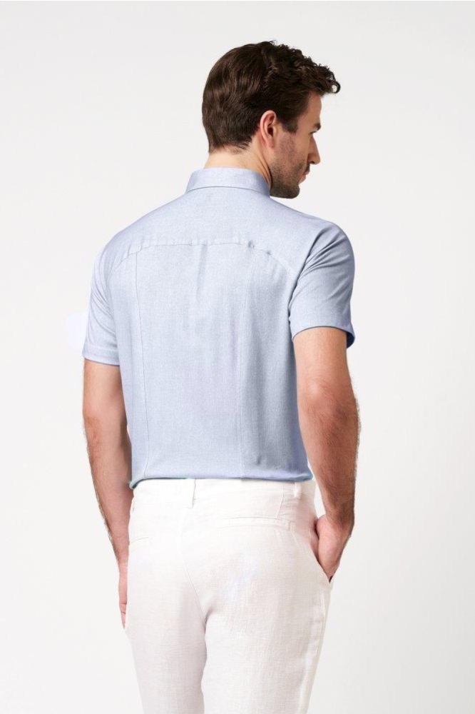 Desoto blauwe heren polo | Model achteraanzicht