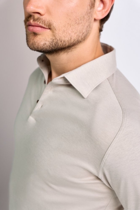 Desoto beige heren polo | Close up
