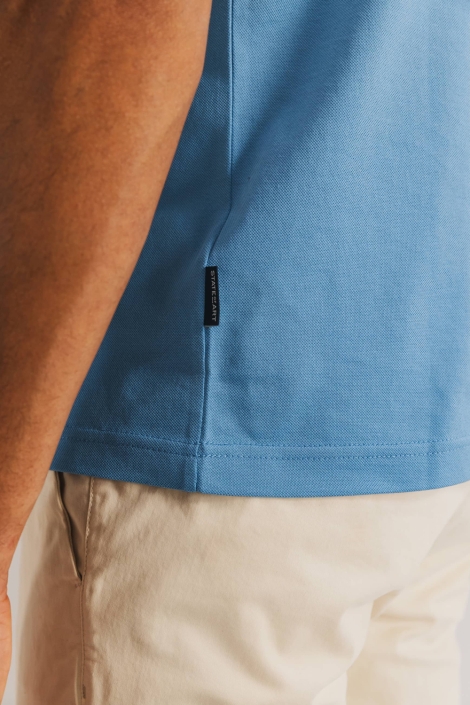State of Art blauwe heren polo | Close up