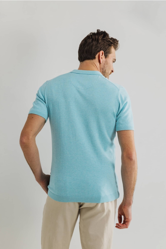 State of Art blauwe heren polo | Model achteraanzicht