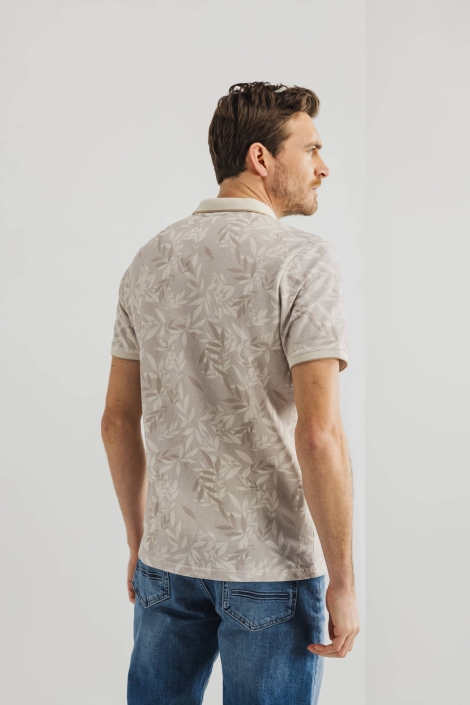 State of Art beige heren polo | Model achteraanzicht