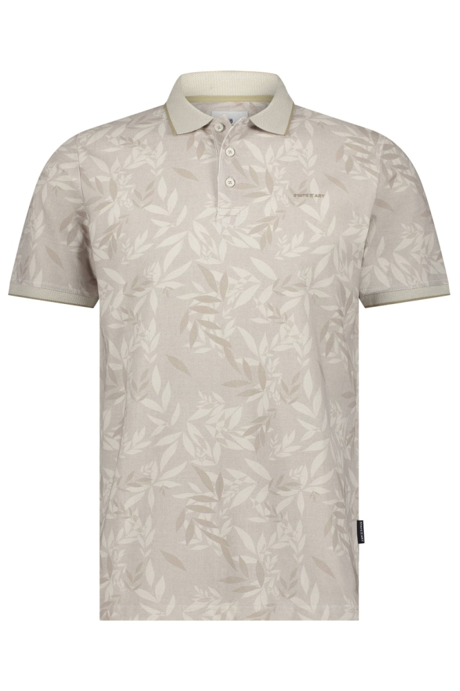 State of Art beige heren polo | Vooraanzicht