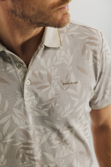 State of Art beige heren polo | Close up
