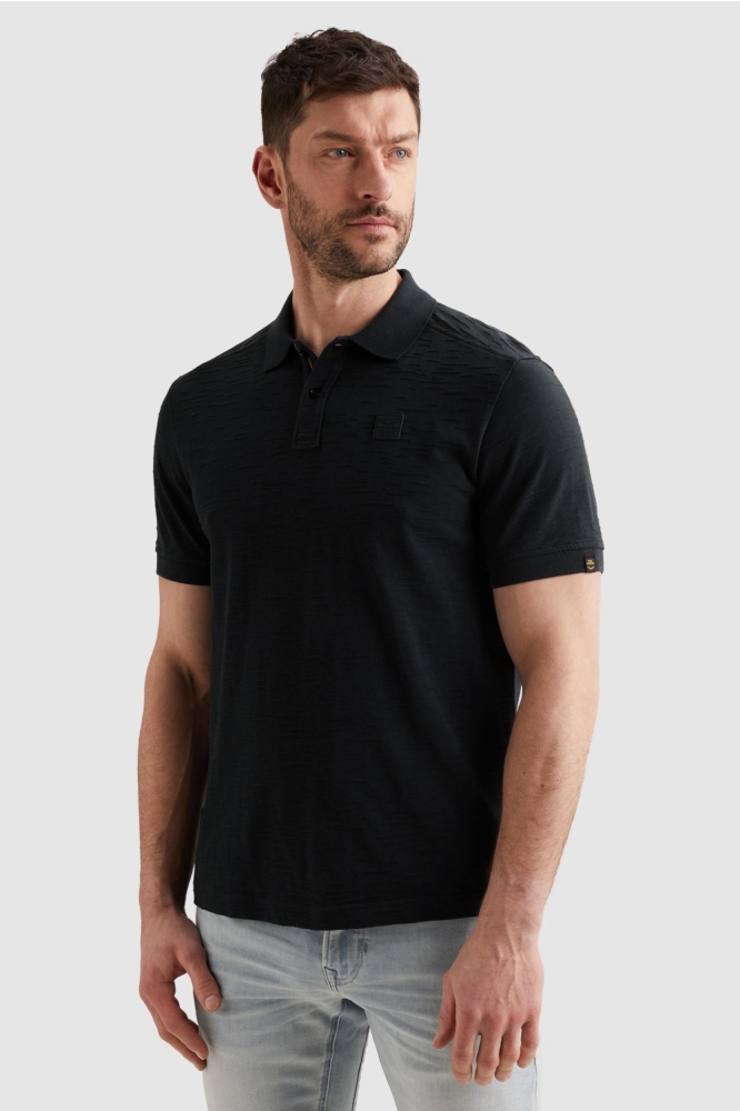PME legend blauwe heren polo | Model vooraanzicht