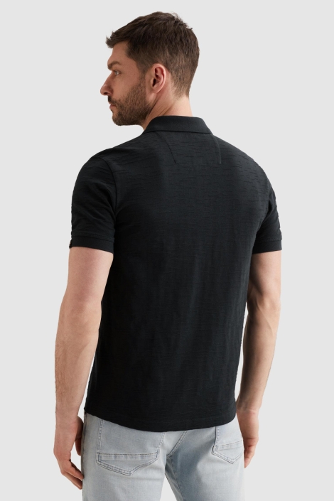 PME legend blauwe heren polo | Model achteraanzicht