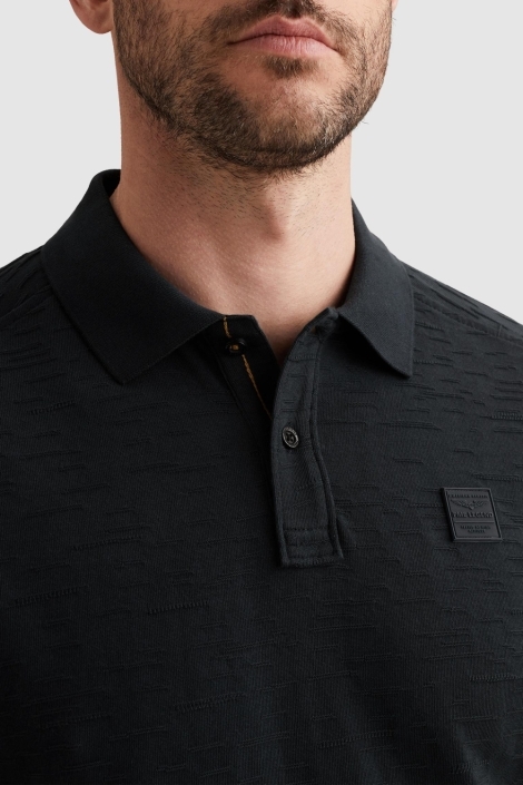 PME legend blauwe heren polo | Close up