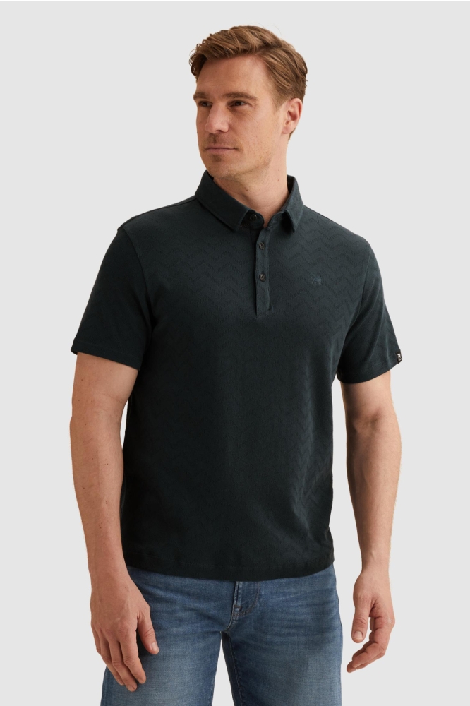 Vanguard blauwe heren polo | Model vooraanzicht