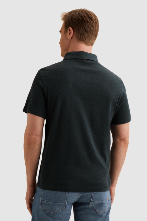 Vanguard blauwe heren polo | Model achteraanzicht