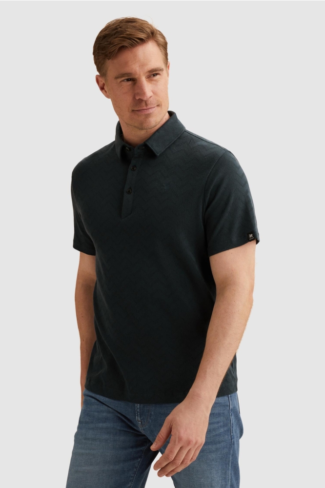 Vanguard blauwe heren polo | Model vooraanzicht