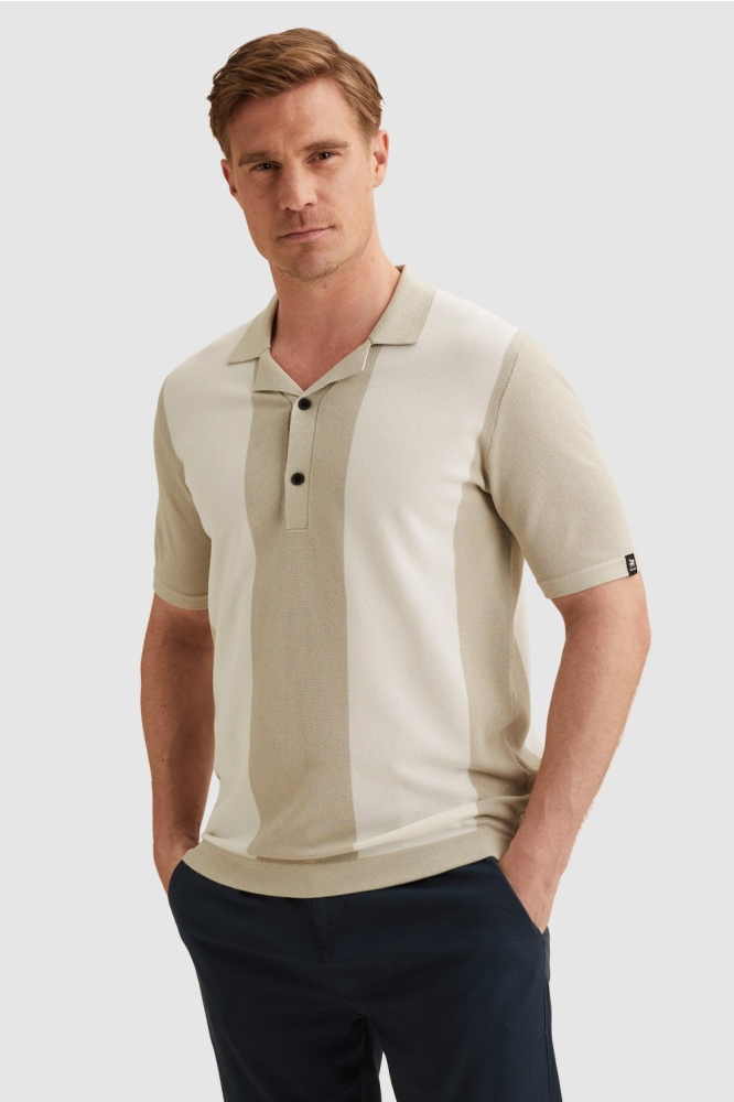 Vanguard beige heren polo | Model vooraanzicht