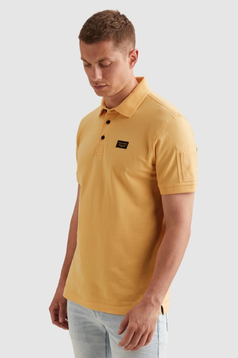 PME legend oranje heren polo | Model zijaanzicht