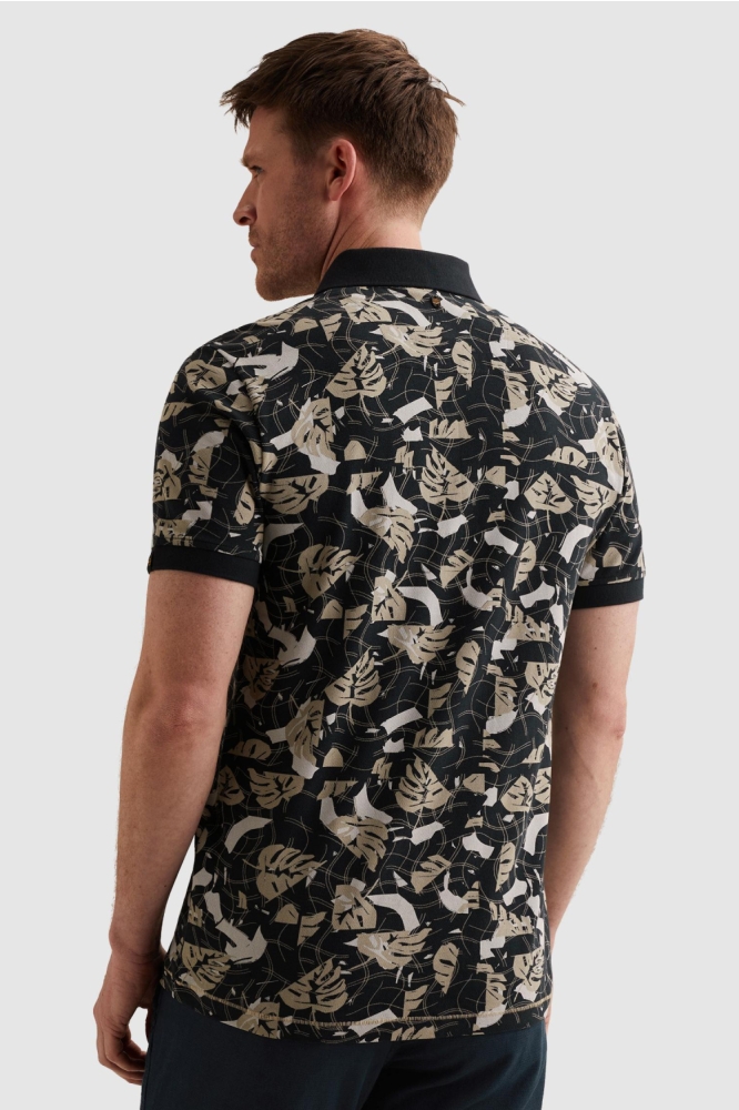 PME legend blauwe heren polo | Model achteraanzicht