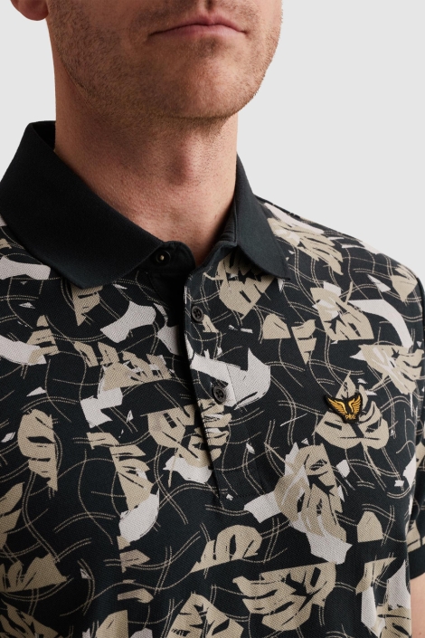 PME legend blauwe heren polo | Close up