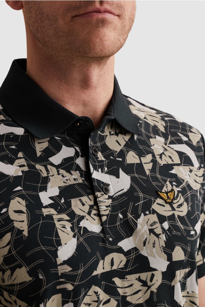 PME legend blauwe heren polo | Close up