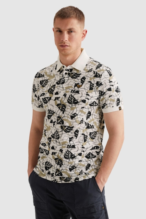 PME legend witte heren polo | Model vooraanzicht