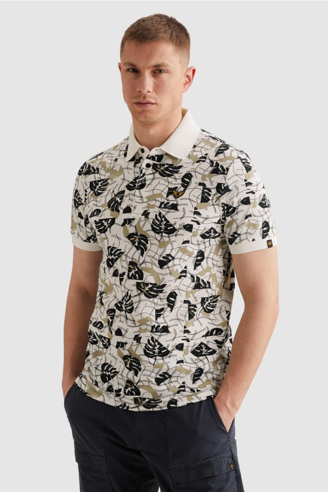 PME legend witte heren polo | Model vooraanzicht