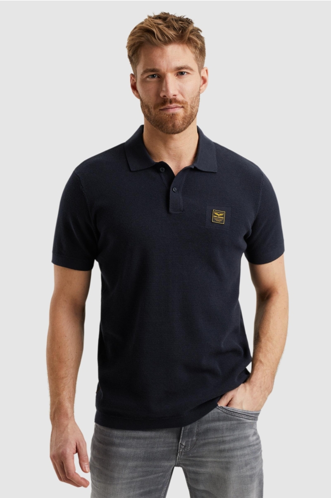 PME legend blauwe heren polo | Model vooraanzicht