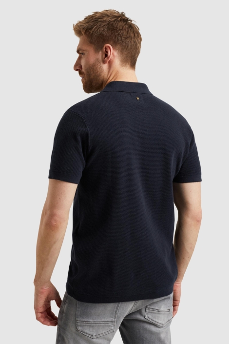 PME legend blauwe heren polo | Model achteraanzicht