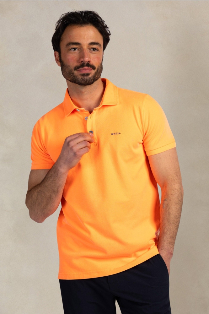 NZA oranje heren polo | Model vooraanzicht