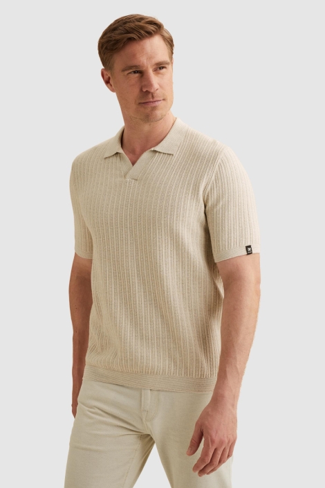 Vanguard beige heren polo | Model zijaanzicht
